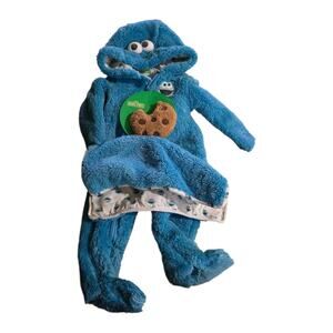 Sesame Street Cookie Monster footie costume pajama Baby 6-9 M cookie lovey toy